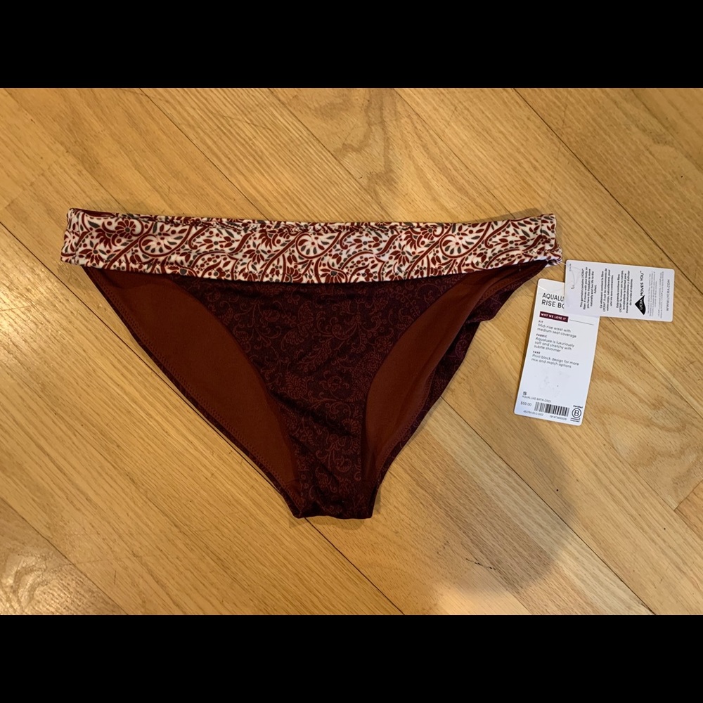 Athleta Aqualuxe Batik Mid Rise Bikini Bottoms SM